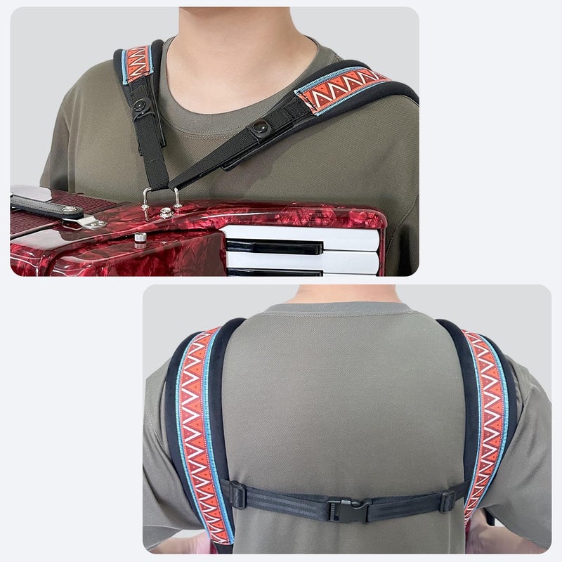 Highlight Accordion Strap Widen Thicken Adjustable Shoulder Straps for 48/60/ 96/120 Bass Keyboard Button Accordions Bayans (Orange Triangle) - Image 5